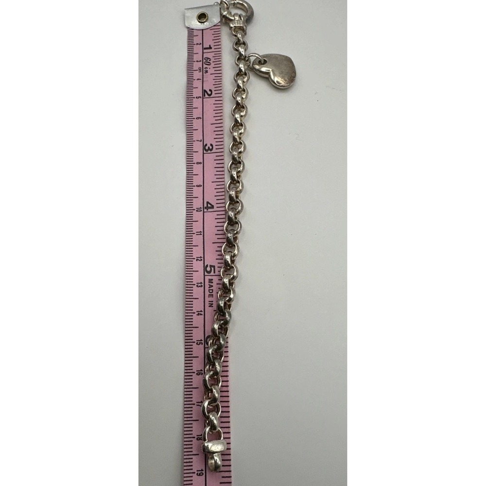 Chunky Milor Italy S925 Rolo Chain Heart Charm Bracelet Love Cherish - Picture 9 of 9